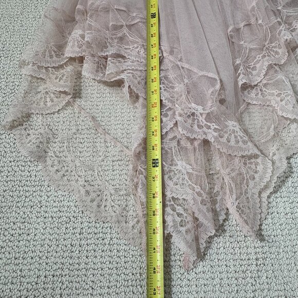 Womens M Layered Tulle Lace Fairycore Balletcore Whimsygoth Sheer Taupe/Pink - Picture 8 of 10